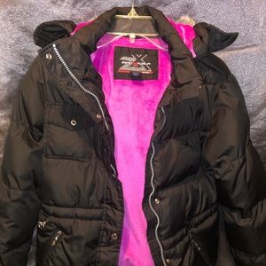 ZeroXposur Girls black with pink lining jacket.